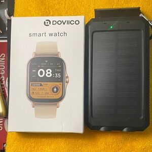 Smart Watch - Black with gray band & solar charger